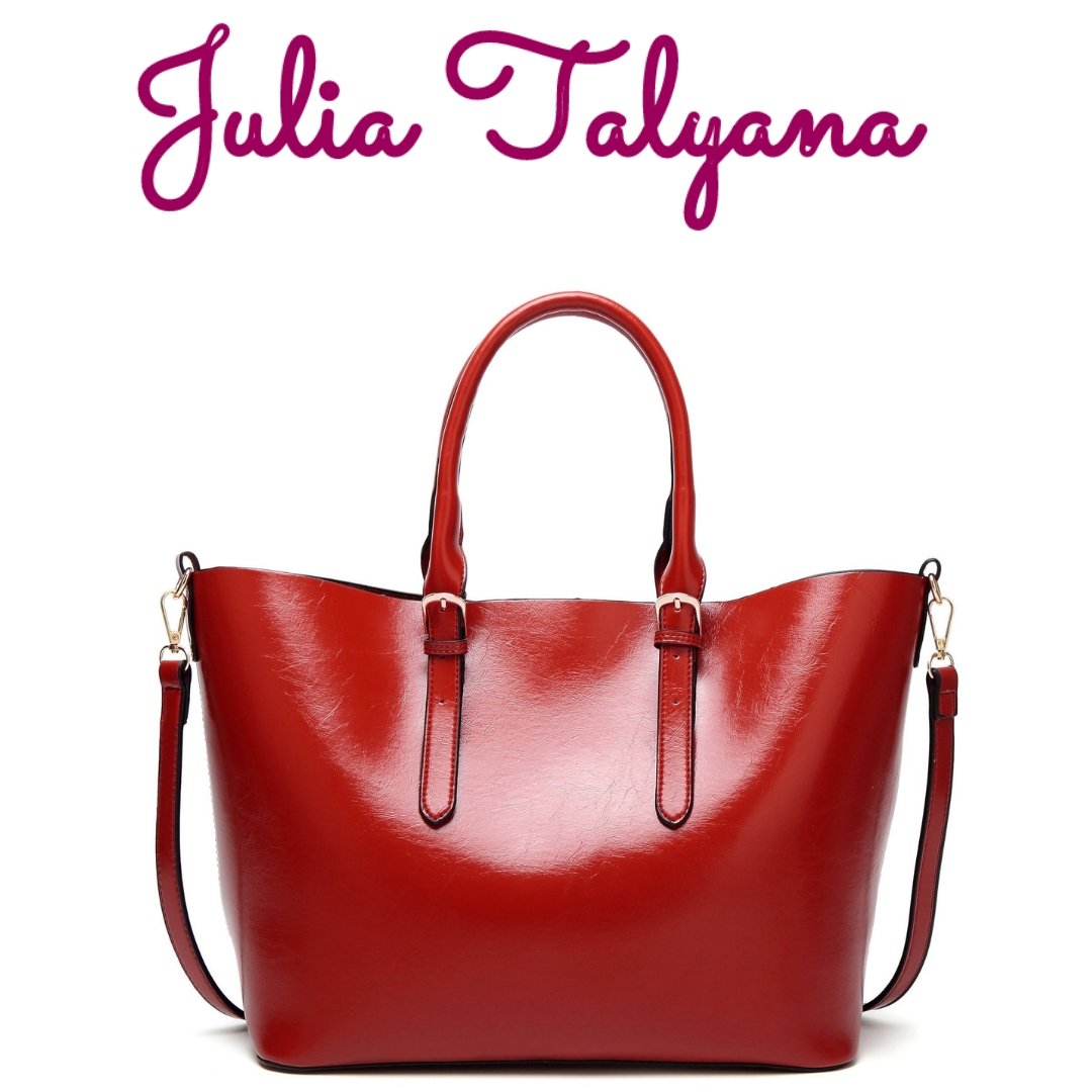 JULIA TALYANA™ | Gran bolsa de mano de vino de cuero ciré