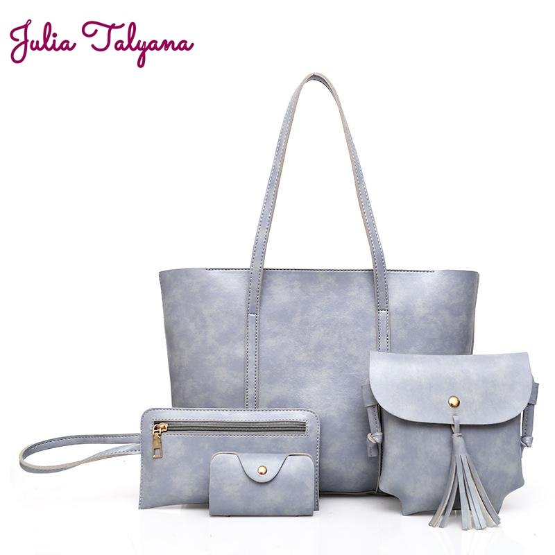 Julia Taliana ™ |  4 pieces of women's oil wax PU leather bag